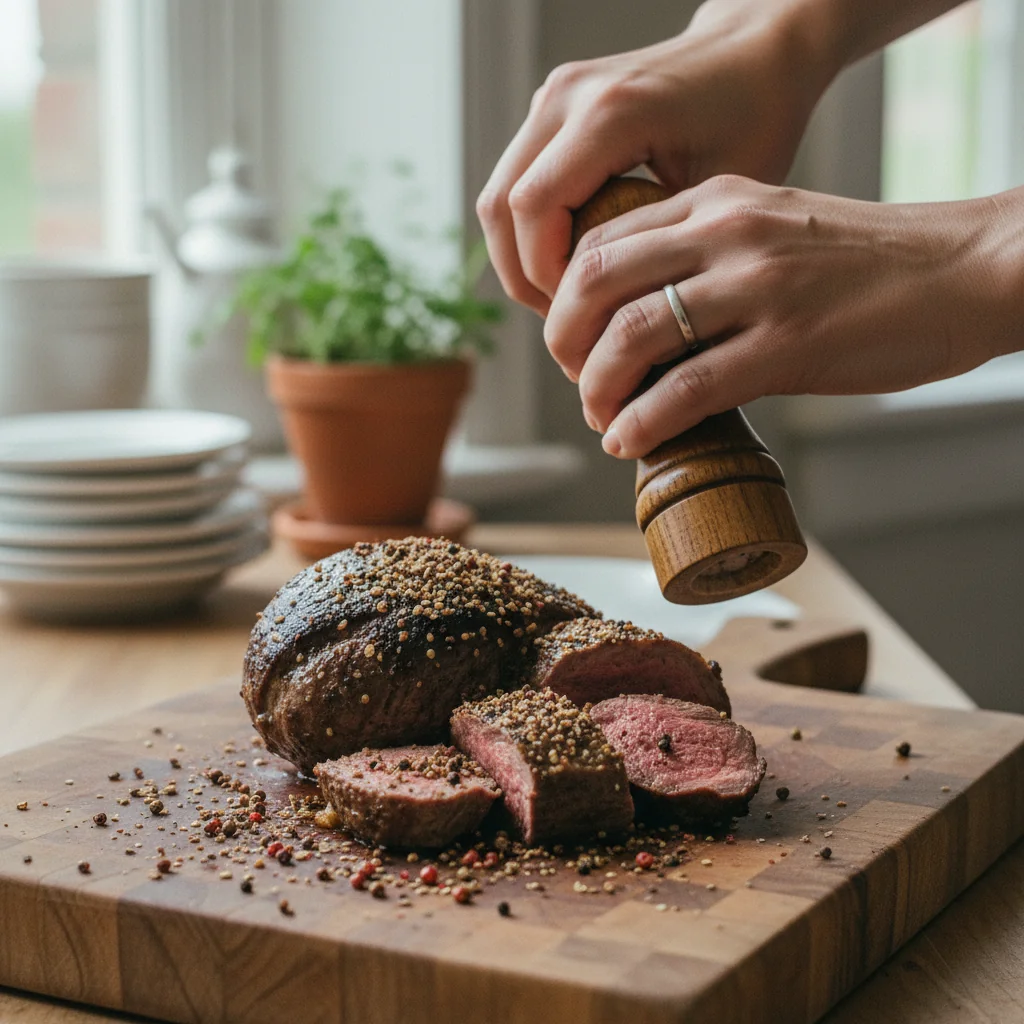 Illustration de Selle d'agneau rôtie avec sa recommandation condimentaire