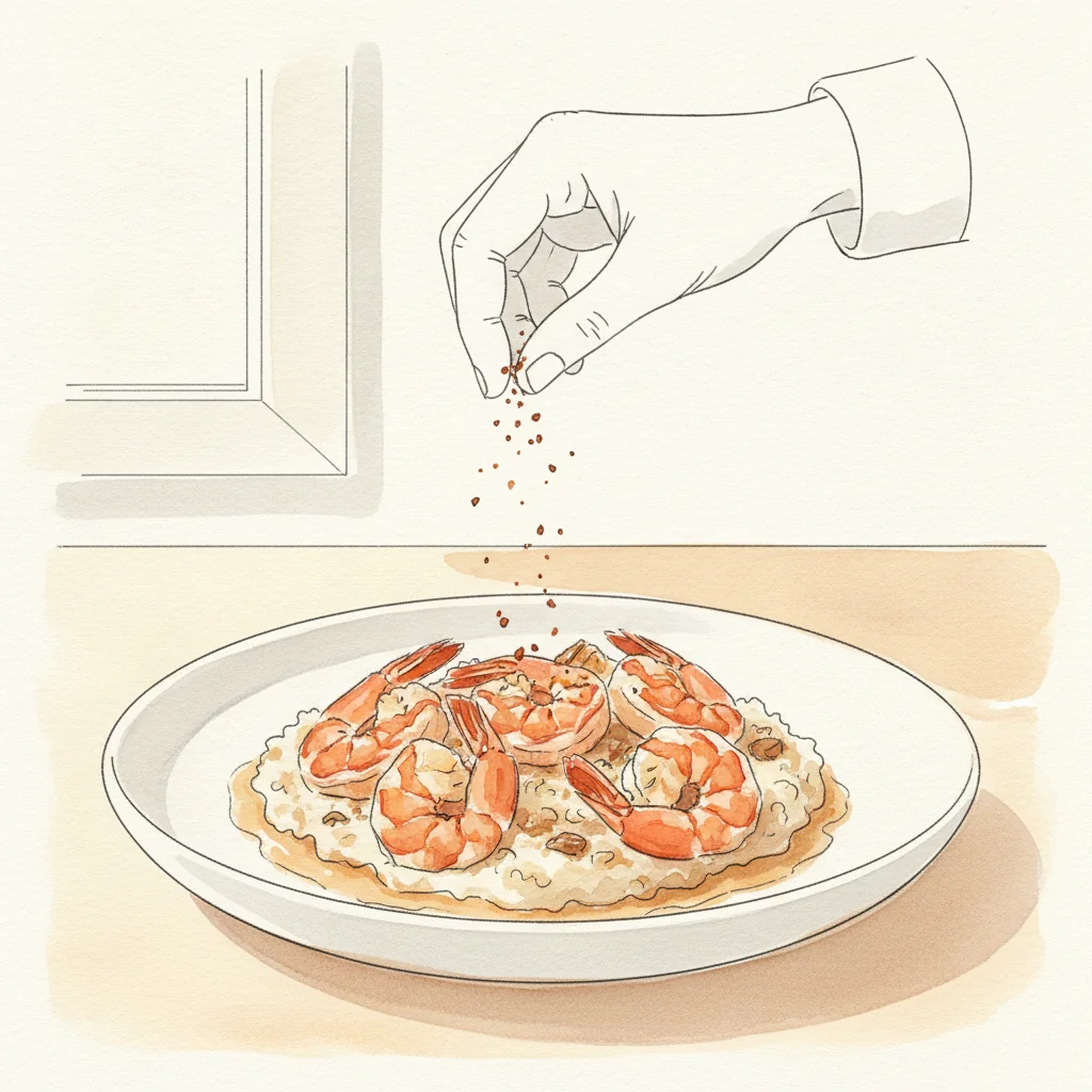 Illustration of Shrimp and grits with its condiment recommendation