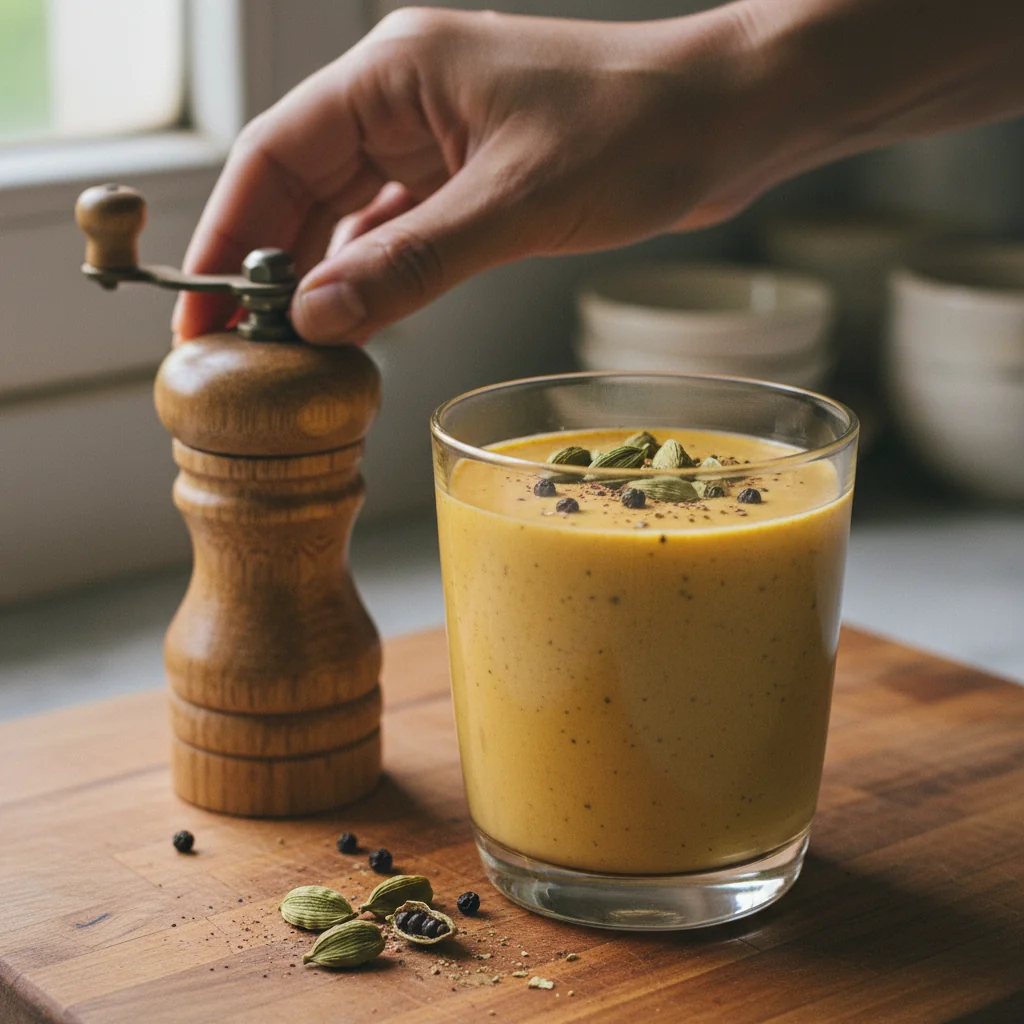 Illustration de Smoothie mangue épicé avec sa recommandation condimentaire