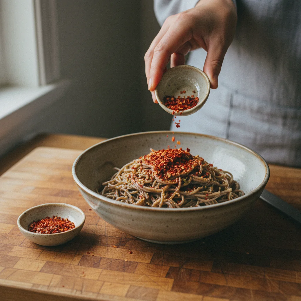 Illustration de Soba froides au sésame avec sa recommandation condimentaire