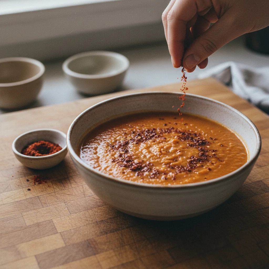 Illustration de Soupe de lentilles corail avec sa recommandation condimentaire