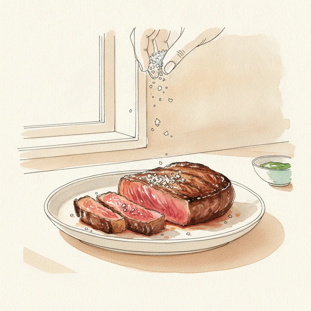 Illustration of Seared steak with its condiment recommendation
