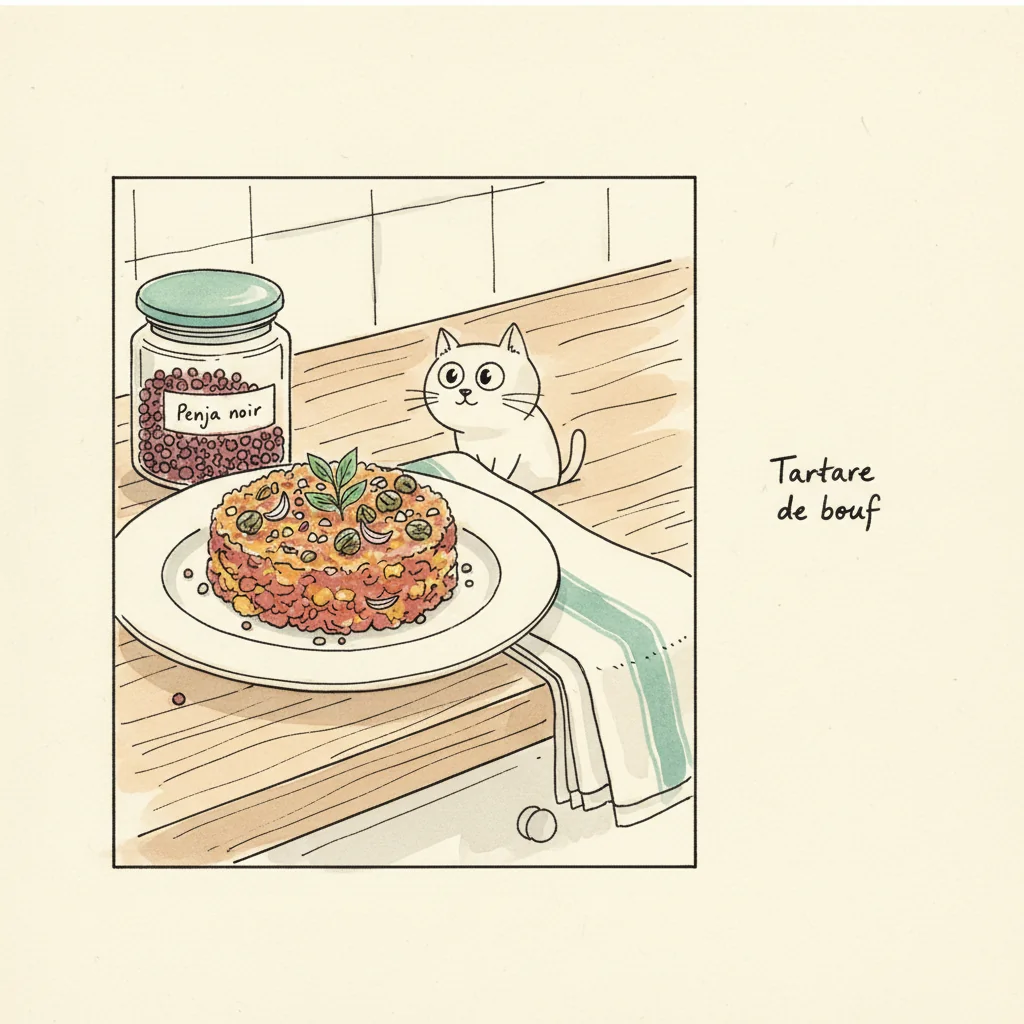 Illustration Tartare de bœuf avec Penja noir