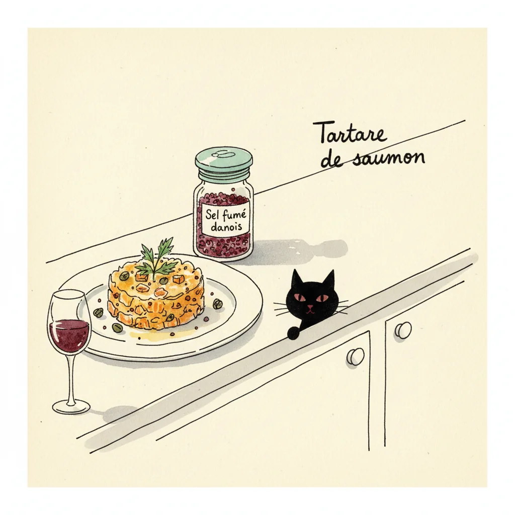 Illustration Tartare de saumon avec Sel fumé danois