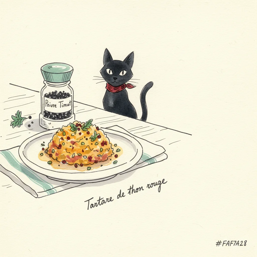 Illustration Tartare de thon rouge avec Poivre Timut