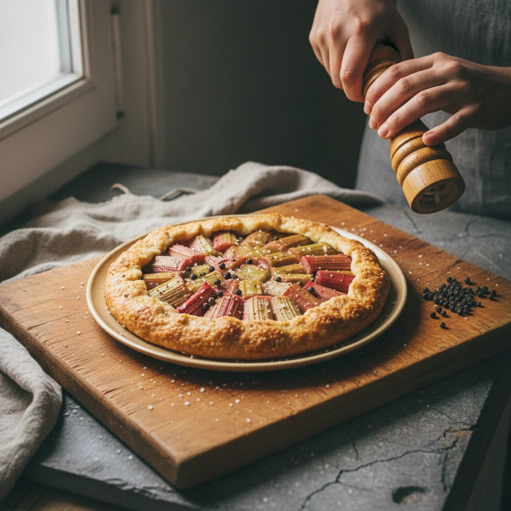 Illustration de Tarte à la rhubarbe avec sa recommandation condimentaire