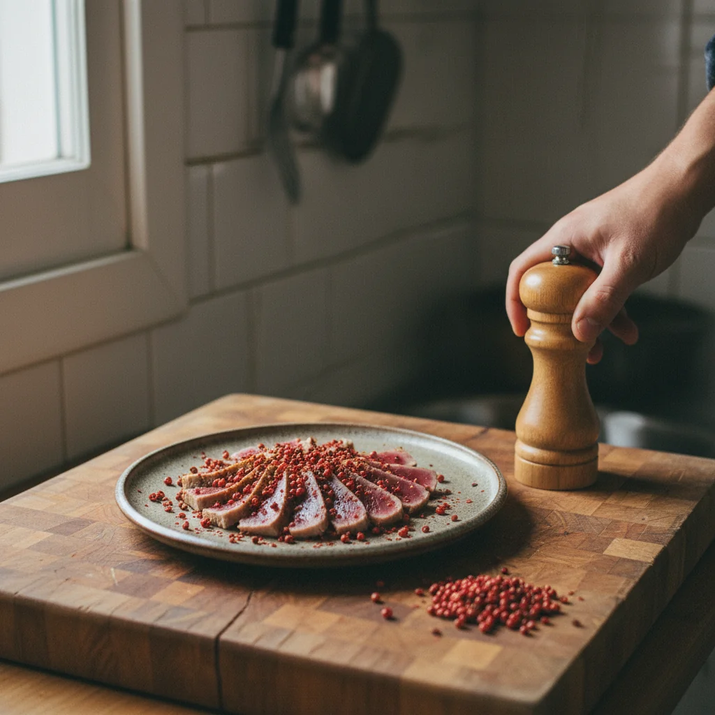 Illustration Tataki de thon avec Sichuan rouge