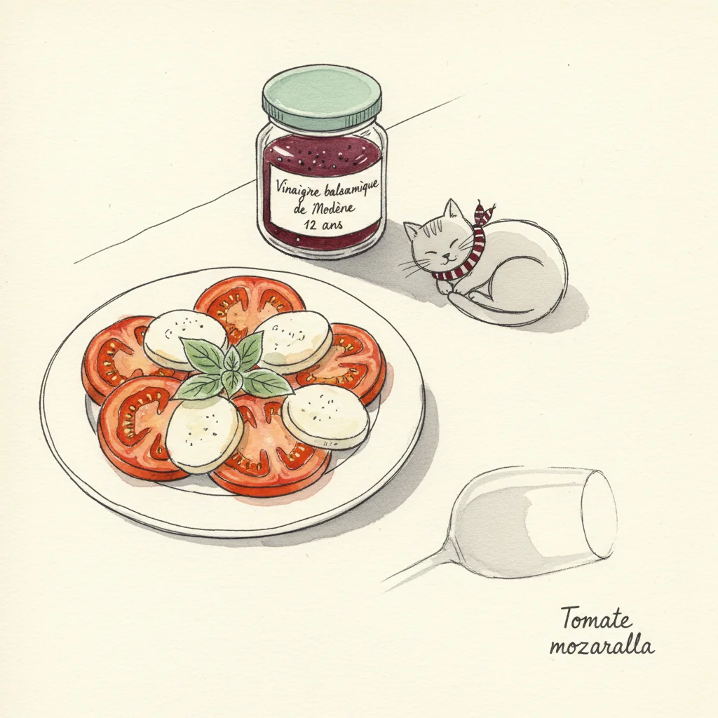 Illustration de Tomate mozzarella avec sa recommandation condimentaire