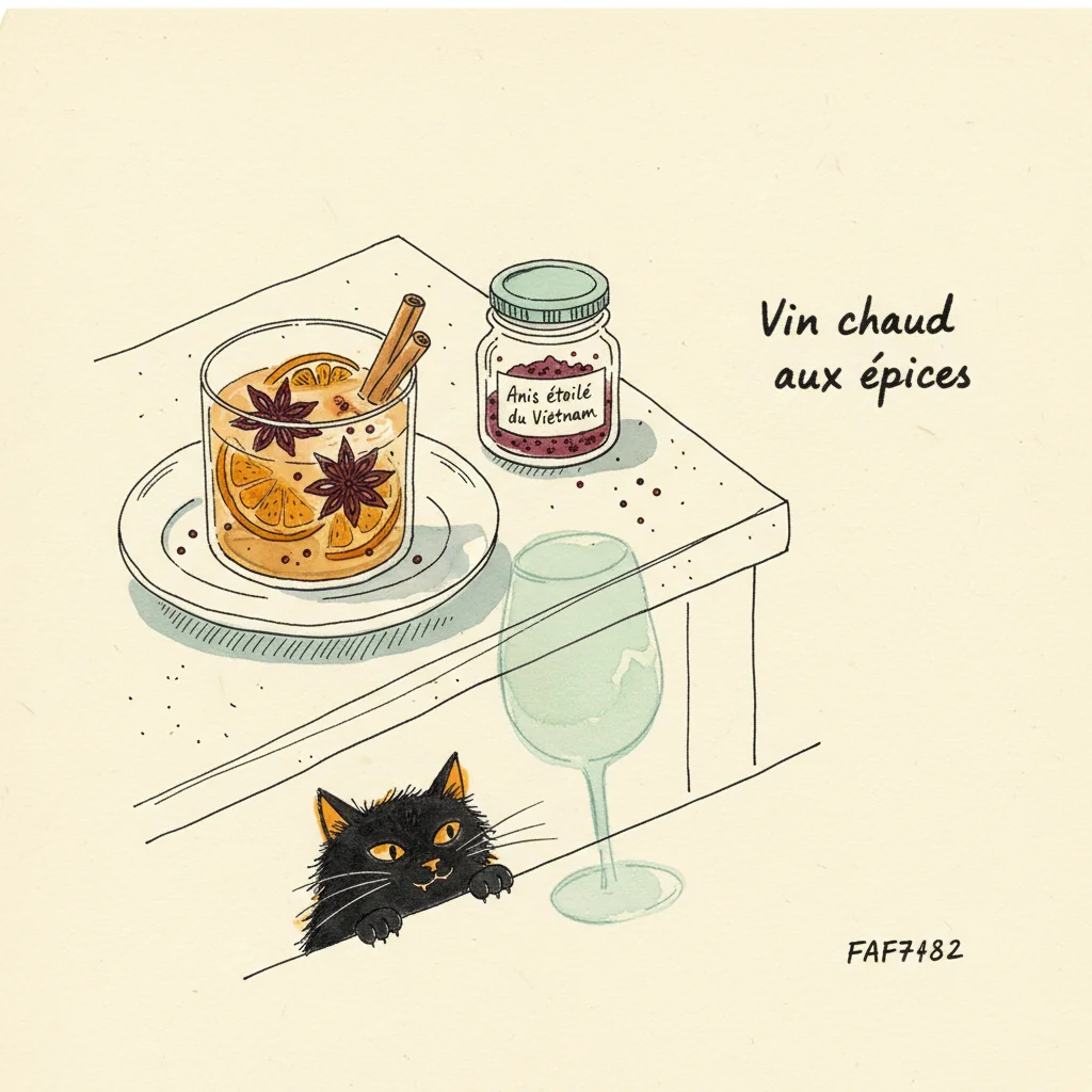 Illustration Vin chaud aux epices avec Anis étoilé du Vietnam