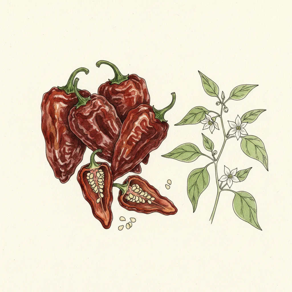 Whole dried ancho chiles in close-up, wrinkled and deep oxblood-burgundy, supple and glossy, on a pale stone surface